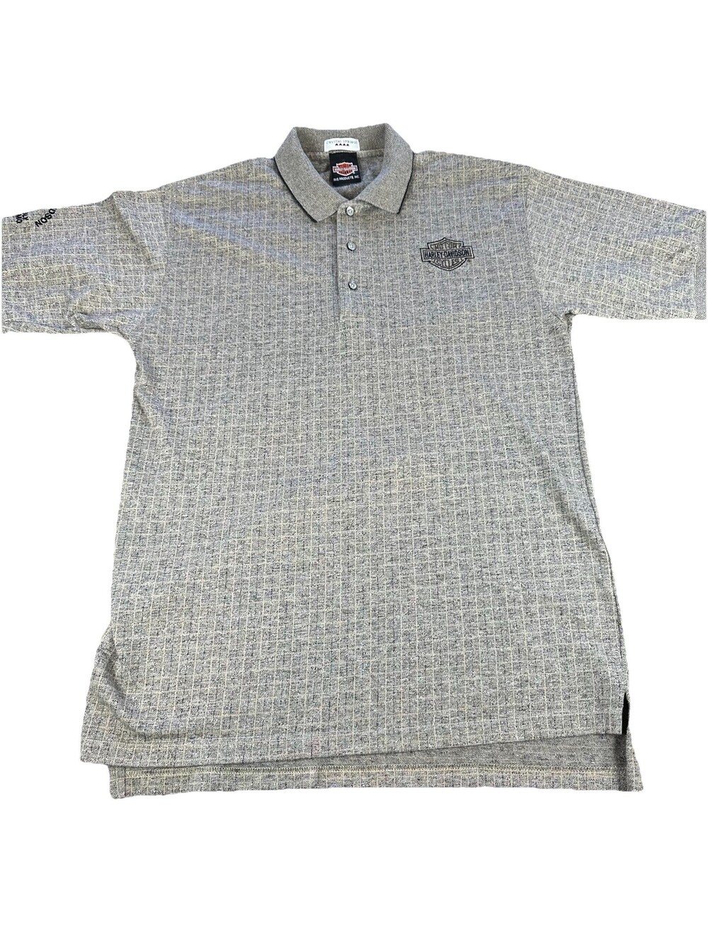 Vintage Harley Davidson Polo Shirt Large Gray Embroidered Logo Kansas City MO